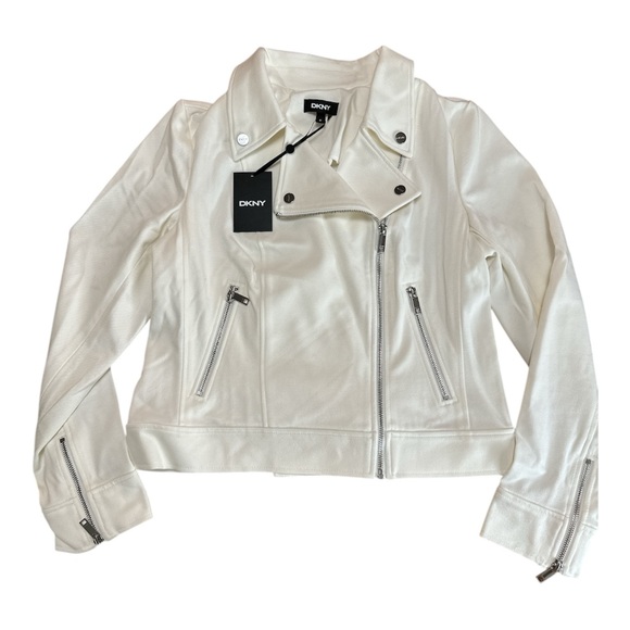 Dkny Jackets & Blazers - DKNY Ivory Moto Jacket NEW with tags Women’s Size Medium Stretch